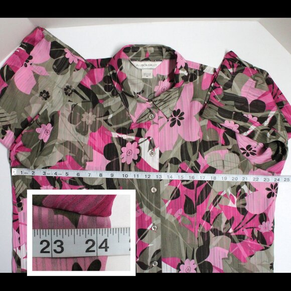 Allison Daley Size 16 Floral 3/4 Sleeve Button Down Shirt Blouse or Top - Picture 6 of 12